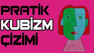 Pratik Kübizm Çizimi - Pratik Çizimler - Kolay Çizimler Practical Cubism Drawing
