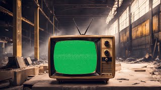 Green Screen Gold Retro Tv In Abandoned Factory | 4K | Global Kreators