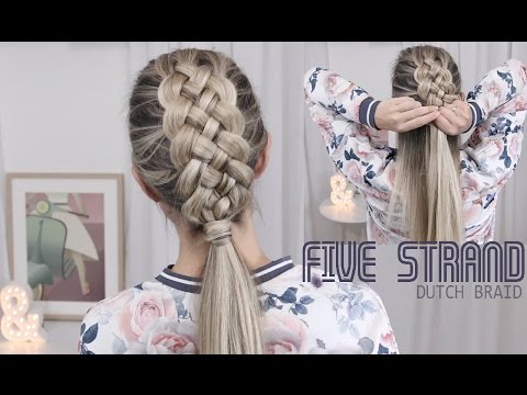 Beautiful Five (5) Strand Dutch Braid Tutorial - How to DIY - YouTube