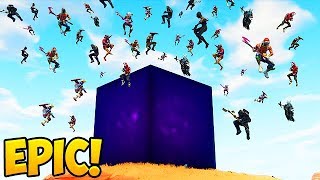 100 Players Land *NEW* LIGHTNING CUBE! - Fortnite Funny Fails and WTF Moments! #300