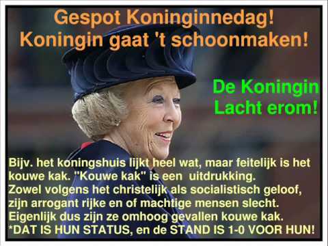 Gespot Koninginnedag 2010! Koningin Beatrix aan 't schoonmaken! (Schrobben/Boenen).