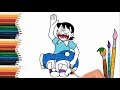 Vẽ Và Tô Màu Doraemon Bị Mẹ Tamako Tét Mông | Vẽ Tranh Doraemon và Nobita.