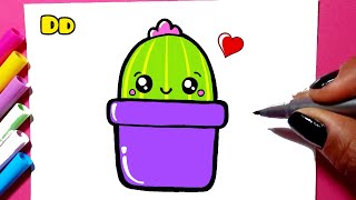 Como Desenhar Um Cacto Fofo Kawaii Desenhos Para Desenhar Çizmek Için Çizim, Po A Po Cute