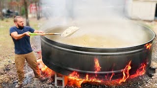 Popping 100 Pounds of Popcorn in 700 Gallon Tank Over Bonfire! Popping 100 Pounds of Popcorn in 700 Gallon Tank Over Bonfire!
