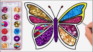 How to draw color butterfly, Drawing and coloring butterfly for kids