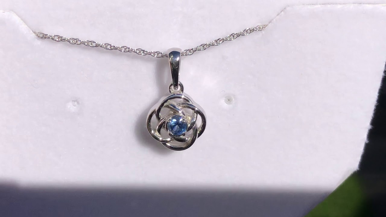 Montana Sapphire Loveknot Pendant Necklace in Sterling Silver