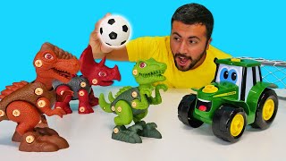 Çocuklar için oyun ları - Pepee ve John Deere vs dinozorlar - futbol oynuyor!