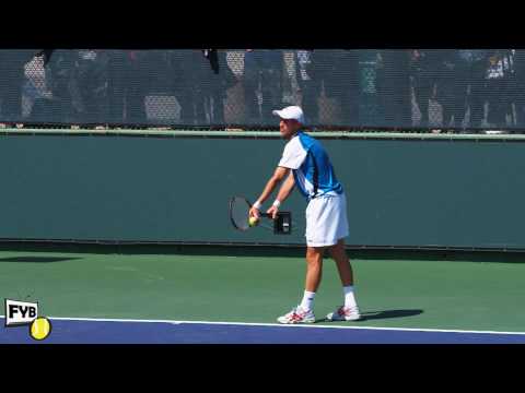 Nikolay ダビデンコ playing practice points in slow motion HD -- Indian Wells Pt． 25
