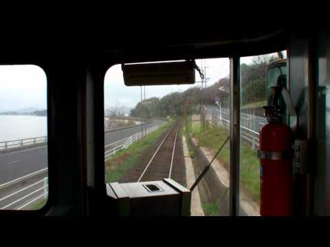 【前面展望】 一畑電車　松江線（上り）  線路切替前後比較（12-Dec-2010）