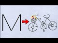 How to draw a bicycle from letter M // How to draw a bicycle step by step // bicycle drawing //