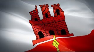 Gibraltar Flag Wave Loop waving in wind 1080p Full HD 1920X1080 footage
