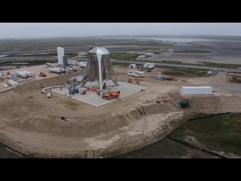 Live drone view of Hopper at SpaceX Boca Chica launch pad