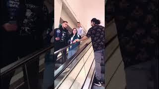 American Bodybuilder Touching Girls Hand In Escalator Prank