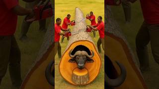 Rescue Buffalo From Giant Log