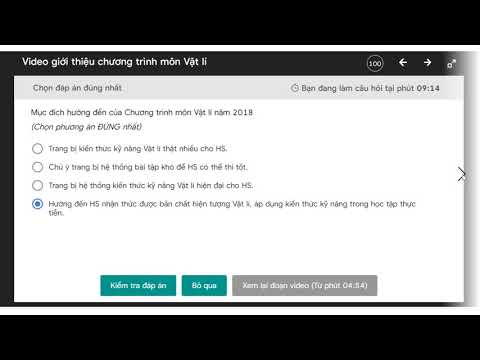 Đáp án câu hỏi video giới thiệu chương trình Vật lý THPT tập huấn chương trình GDPT 2018