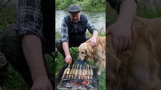 Grandpa Grills Fish With Chili Marinade, Dog Guards The Riverbank