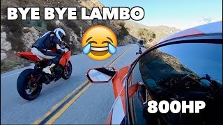 Cocky Lamborghini Gets DESTROYED By Superbike LOL