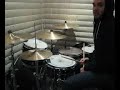 Triplet Groove Lick/Fill Performed In a Hoodie on the Drums and Cymbals With Wooden Drumsticks