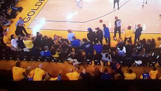 Kyle Lowry Gets Pushed By A Fan After Falling Out Of Bounds