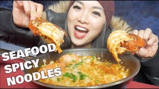 Seafood Y Noodles Lobster Shrimp Mukbang Outside Lets Eat Sasvlogs