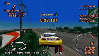 Gran Turismo 2 Hot Laps Tahiti Road Opel Tigra Ice Race Car 55.447