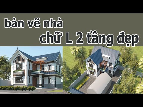 Bản vẽ nhà chữ L 2 tầng đẹp