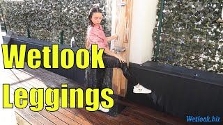 Wetlook Girl In Leggings Gets Wet In Shower | Wetlook Sporty Look | Wetlook Outdoor Terrace