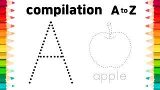 Compilation Learn Alphabet A To Z Words With Drawing And Coloring A For Apple