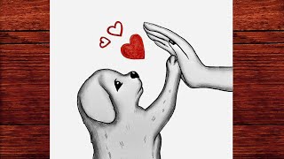 Tatlı Köpek Çizimi Yapımı - Hayvan Sevgiisi Çizimi - Çok Kolay Karakalem Çizim F