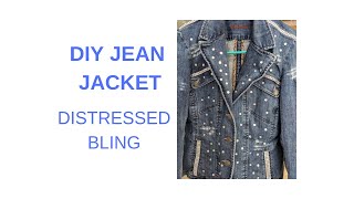 DIY Distressed Jean Jacket With Rhinestones