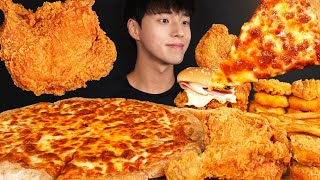 Asmr Mukbang Pizza & Fried Chicken & Chicken Burger & Fries & Onion Rings