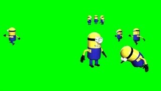 Many Minions In Various Movements - Green Screen Effect