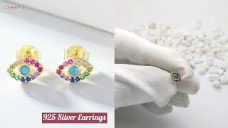 Meetu Jewelry Fashion Elegant Jewelry 925 Silver D Plated Necklace & Earrings For Women