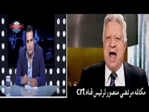 مرتضمرتضى منصور رئيس نادي الزمالك (يمين) و أحمد سعيد رئيس قناة CRT (يسار)