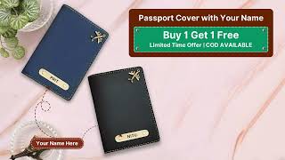 Blue & Black - 2Pcs Pport Cover With Your Name Zyka.in