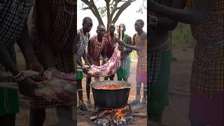 Tribal Feast Begins Whole Deer In Giant Pot