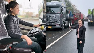 Female Truck Driver Huishan, First Delivery In New Truck.