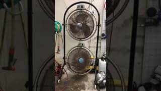 Windy brand industrial/commercial duty portable fan in a car repair garage