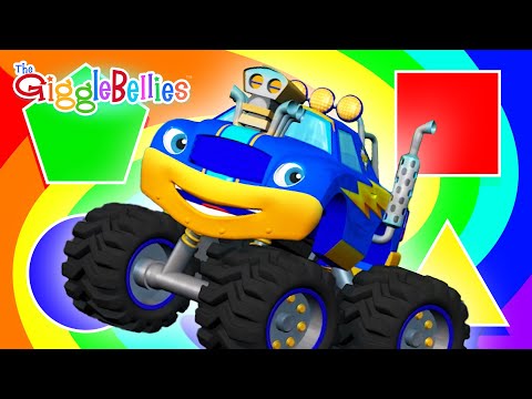 Shapes and Colors! ⭐️ Preschool Learning Video with Monster Trucks | GiggleBellies