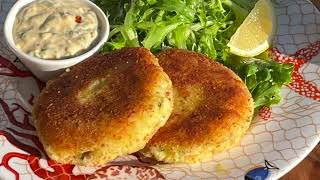 Fischfrikadelle Fischbulette Fischküchlein Fish cake selber machen Rezept Resteverwertung Kabeljau