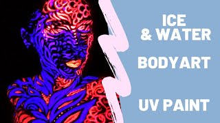 Body Art Inspired by đĽ Fire & đ Water | Glowing paint on skin | bodypaint glowing under blackligh