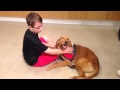Loving moment Small Boy and his Psychiatric Service Dog