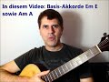 Gitarrengriffe für Anfänger - Basis-Akkorde Gitarre Em E Am A (Dur/Moll)