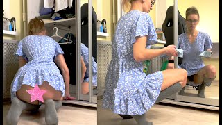 Tina In Short Dress Cleans The Mirror | Clean With Me