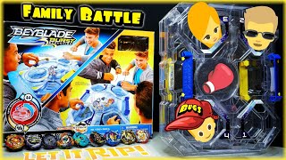 Beyblade Burst 3 WAY FAMILY BATTLE in Hasbro's 2 Level Beyblade BATTLE TOWER STADIUM! Beyblade TOYS
