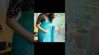 Elegant Sky Blue Saree With Stunning Contrast Blouse Saree Styling Ideas 2025