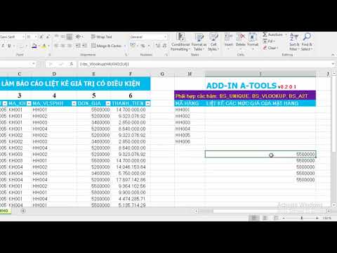 Hướng dẫn làm báo cáo liệt kê giá trị theo nhiều điều kiện trong Excel và A-Tools 8.2.0.1