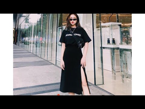 Cắt váy chữ A xẻ đùi cạp cao 💋💋💋
