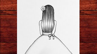 Kolay Arkası Dönük Elbiseli Kız Çizimi 2023 - Adım Adım Çizimler - Çizim Mektebi