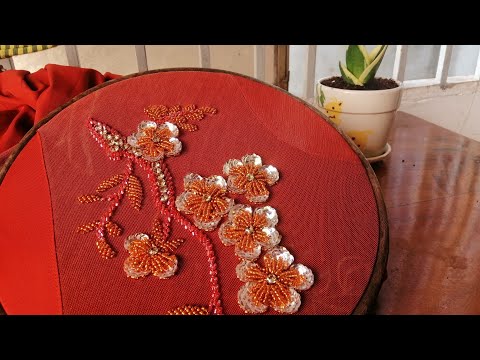 Đính kết hạt cườm 45| đính hoa lên váy dạ hội